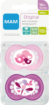 MAM Соска (успокаивающая) Оригинал ьный ab 16 Месяцам , Силикон , Mädchen, 2 шт