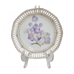 Тарелка винтажная сервировочная Schumann с изображением виноградной лозы, фарфор, 14,5 x 4 см, Германия, 1960-70гг.