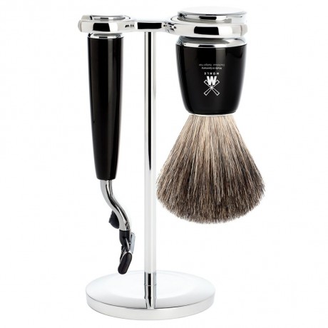 Muhle RYTMO 3-teiliges Rasierset Edelharz schwarz RYTMO бритвенный набор из 3-х частей, драгоценная смола, черный