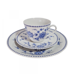 Чайное трио винтажное Seltmann Weiden Bavaria в бело-синих тонах, фарфор, Германия, 1960-70гг.