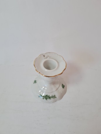 Seltmann Weiden Bavaria Подсвечник белый с зеленым цветочным узором, 9см х 9см, Германия, 1960-70гг.