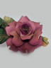 Capodimonte Italy Декоративная фигурка роза фиолетово-розовая с листьями, 10см x 19см, Италия, 1960-70гг.