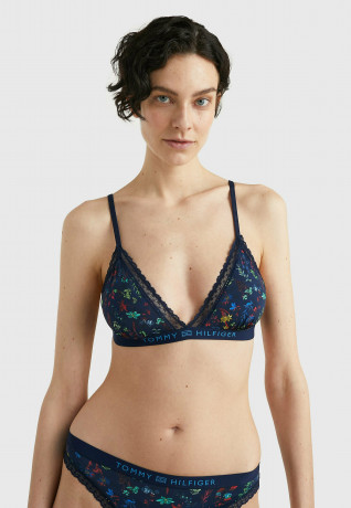Tommy Hilfiger COASTAL FLORAL TONAL LOGO Triangle bra wuw wlw floral blue COASTAL FLORAL TONAL LOGO Бюстгальтер с треугольными чашечками вау цветочный синий