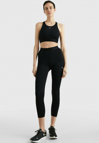 Tommy Hilfiger ESSENTIAL RACERBACK Medium support sports bra black ESSENTIAL RACERBACK Спортивный бюстгальтер со средней поддержкой черный