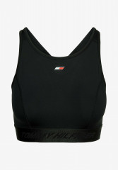Tommy Hilfiger ESSENTIAL RACERBACK Medium support sports bra black ESSENTIAL RACERBACK Спортивный бюстгальтер со средней поддержкой черный