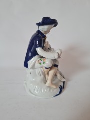 Handgemalt Фарфоровая позолоченная статуэтка "Дама и кавалер", 18см, Германия, 1950-60гг.