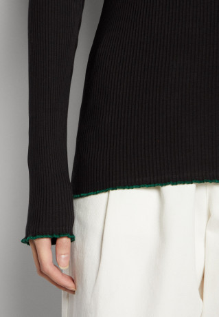 Tommy Hilfiger SLIM FRILL SCOOP-NK LS Jumper black SLIM FRILL SCOOP-NK LS Джемперы черный