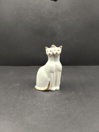 Статуэтка винтажная Aldaya Valencia "Две кошки" с позолотой, фарфор, 10 х 6 см, Испания, 1960-70гг.