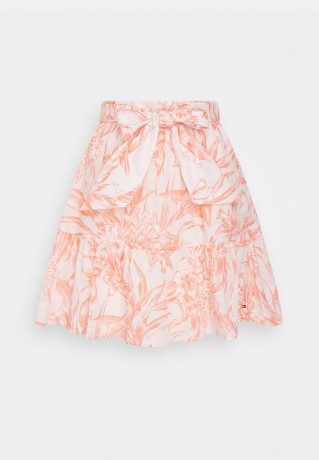 Tommy Hilfiger VOILE PRINTED KNEE SKIRT Mini skirt pineapple island/sunset peach ЮБКА ДО КОЛЕНА С ПРИНТОМ Мини-юбка ананасовый остров/персиковый закат