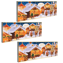 Lindt 2025 Adventskalender 250g 3STK, Адвент-календарь большой "Рождественская ярмарка", 24 сладких сюрприза, 75см х 25см, 250 грамм x 3 штуки