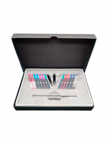 Набор для каллиграфии винтажный Rex Office с прописями, в заводской упаковке, 16 предметов, перьевые ручки и стержни, 23.5 х 17 см, Германия, 1980-90гг.