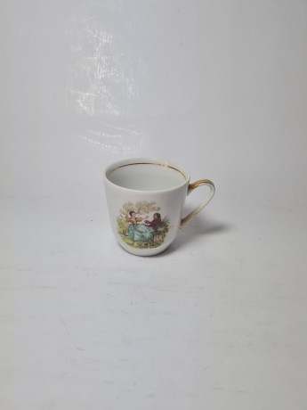 Bareuther Waldsassen Bavaria Чайная чашка с позолоченной ручкой "Признание в любви", 7см x 5.5см, Германия, 1960-70гг.