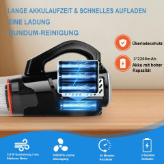 Mutoy Mutoy Akku-Handstaubsauger Akku-Handstaubsauger,10000Pa Handstaubsauger,Kabellos Autostaubsauger, mit wiederaufladbarer 2000mAh Batterie und Hepa-Filter, 3x2000mAh wiederaufladbare,Nass/Trocken,mit Waschbar HEPA-Filter  Беспроводной ручной пылесос M