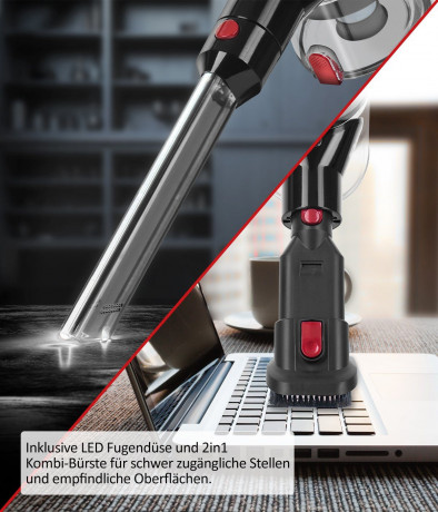 Genius Genius Akku-Hand-und Stielstaubsauger Invictus X9 Facelift Deluxe 26-tlg., Nass-  Trockenreiniger, 450,00 W, beutellos HEPA Filter, Akkusauger bis zu 55 Min Laufzeit Ladestation Burste Set  Genius беспроводной ручной пылесос Invictus