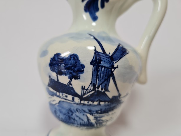 DELFTS HOLLAND Ваза дельфийский фарфор "Мельница", 12см, Голландия, 1960-70гг.