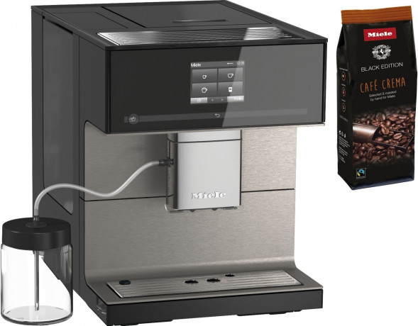 Miele Miele Kaffeevollautomat CM7550 CoffeePassion, inkl. Milchgefass, Kaffeekannenfunktion, Perfekter Milchschaum fur Kaffeespezialitaten Cappuccinatore  Полностью автоматическая кофемашина Miele CM7550 CoffeePassion, включая контейнер для молока, функци