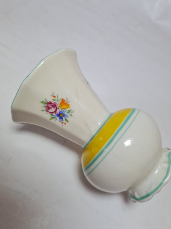 Thuringen Вазочки с цветочным рисунком и желто-голубым ободком, 2 шт, 8 x 5,5 см, Германия, 1960-70гг.