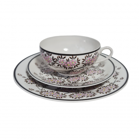 Сервиз чайный винтажный с традиционным японским декором "Сакура", фарфор, Япония, 1970-80гг.