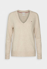 Tommy Hilfiger V NECK Jumper white dove heather V-образный вырез джемперы белый голубь вереск