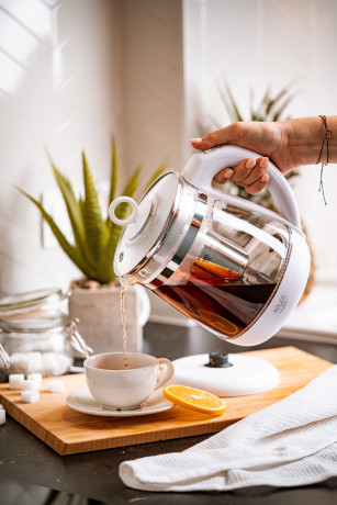 JUNG JUNG Wasserkocher ADLER AD1299 Wasserkocher Glas mit Temperatureinstellung Digital, 1.7 l, 2200 W, Glas mit Edelstahl, LED Beleuchtung  Farbwechsel, 360° Basis Kettle  Чайник JUNG ADLER AD1299, стеклянный чайник с цифровой регулировкой температуры, 1