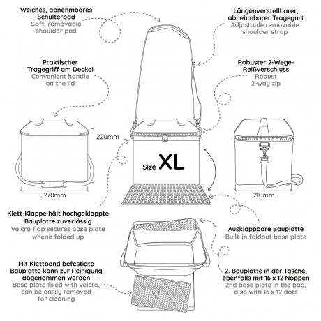 Fantifant Baustein-Tasche fur grosse Klemmbausteine in 2 Grossen (Grosse XL) Сумка для строительных блоков для больших зажимных блоков 2-х размеров (большой XL)