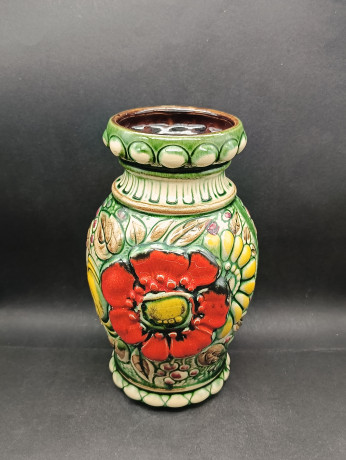 Ваза винтажная большая Scheurich, в ярких тонах, керамика, 25.5 см, Германия, 1970-80гг.