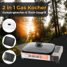 ZMC ZMC Gaskocher 2in1 Gas Kocher Campingkocher Grillplatte Gasgrill Outdoor Camping, (Gaskocher 2.1KW Outdoor Camping Kocher Kochfeld), Herd Tragbarer Tischgrill Grillpfanne+Transportkoffer Газовая плита ZMC, газовая плита 2-в-1, походная плита, гриль,