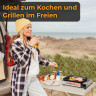 ZMC ZMC Gaskocher 2in1 Gas Kocher Campingkocher Grillplatte Gasgrill Outdoor Camping, (Gaskocher 2.1KW Outdoor Camping Kocher Kochfeld), Herd Tragbarer Tischgrill Grillpfanne+Transportkoffer Газовая плита ZMC, газовая плита 2-в-1, походная плита, гриль,