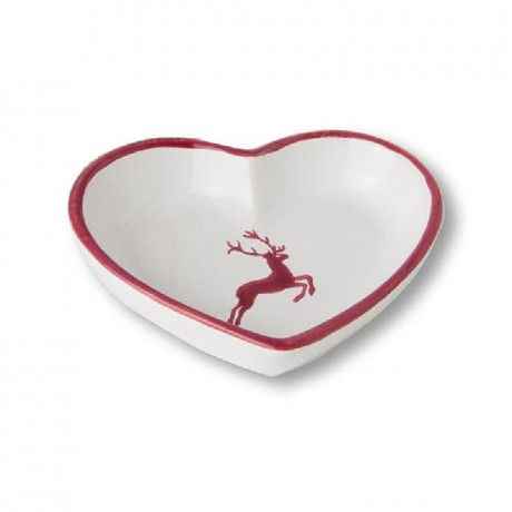 Gmundner Keramik Gmundner Keramik Bordeauxroter Hirsch Herzschale d: 10 cm / h: 2,4 cm Керамика Gmundner, чаша-сердечко из красного оленя, бордо, диаметр: 10 см / высота: 2,4 см.