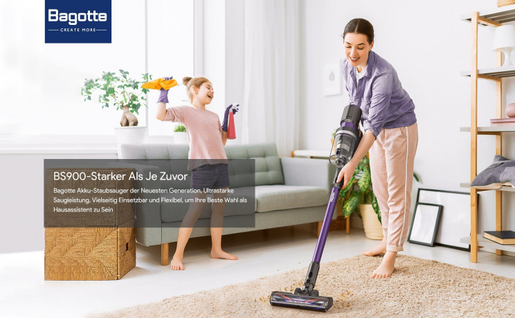 Bagotte Bagotte Akku-Hand-und Stielstaubsauger 8-in1 Stielstaubsauger BS 900, 400,00 W, Beutellos, 25000PA Staubsauger mit 3 Saugstufen, Maximale 55 Min  Беспроводной ручной и стержневой пылесос Bagotte Ручной пылесос 8-в-1 BS 900, 400,00 Вт, без мешка, п