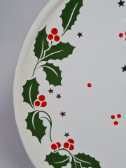 Блюдо винтажное прямоугольное Waechtersbach Spain, белый фарфор с красно-зеленым растительным узором, 34,5 x 20 x 2,5 см, Испания, 1960-70гг.