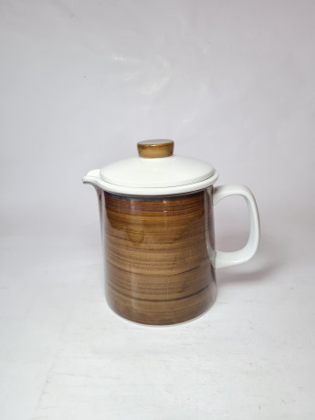 Чайник винтажный Bauscher Weiden Bavaria в коричнево-черно-белых тонах, ручная работа, 18 x 18 см, Германия, 1960-70гг.