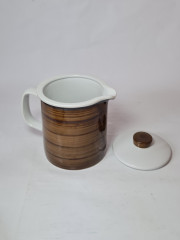 Чайник винтажный Bauscher Weiden Bavaria в коричнево-черно-белых тонах, ручная работа, 18 x 18 см, Германия, 1960-70гг.