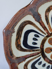 Тарелка винтажная El Palomar, Guadalajara, черно-коричневая керамика, 21 x 3 см, Мексика, 1960-70гг.