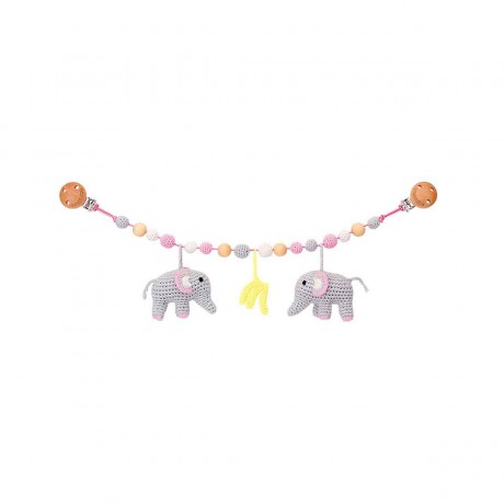 SindiBaba® Kinderwagenkette Elefant JUMBO gehakelt mit Rasseln Коляска-цепочка слон ДЖАМБО связана крючком с погремушками