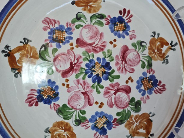 Jgraf Stoob Блюдо керамическое "Цветочная композиция" ручной росписи, 25см, Германия 1965г.