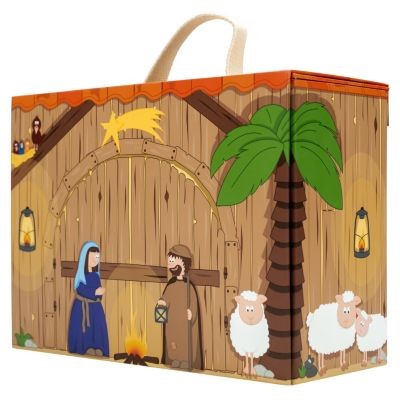 yoamo Spielkrippe Spielkoffer fur Kinder mit Holzfiguren mit Weihnachts-Geschichte Детский вертеп с деревянными фигурками и рождественской сказкой