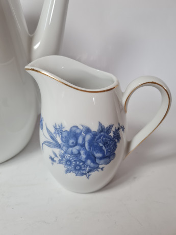 King Fine Porcelan Фарфоровый набор для чая "Синие цветы": Чайник, сахарница, молочник, Германия, 1960-70гг.