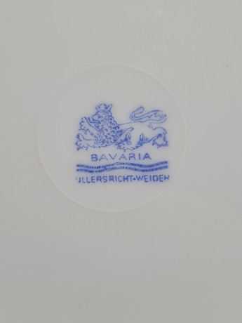 Чайное трио винтажное Ullersricht-Weiden Bavaria в бело-голубых тонах, фарфор, Германия, 1960-70гг.