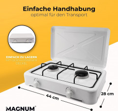 Magnum Wave Magnum Wave Gaskocher 2-flammig inkl. Gasschlauch Robuster Campingkocher, Camping Gasgrill fur Indoor und Outdoor Tischgrill  Газовая плита Magnum Wave 2 пламени, включая газовый шланг Прочная походная печь, походный газовый гриль для настольн