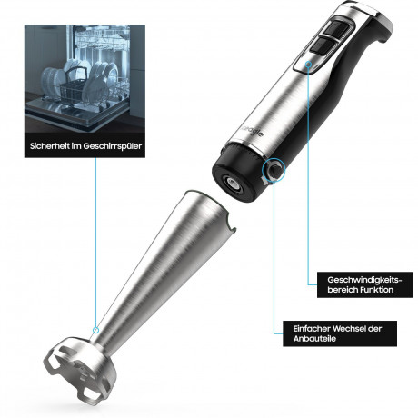 iceagle iceagle Stabmixer 1000W Purierstab Edelstahl, 6 variable Geschwindigkeiten  Turbo, 1000,00 W, 0.5L Ruhrbecher, 0.6L Zerkleinerer, Schneebesen und Milchaufschaumer  Ручной блендер Iceagle, стержень Purier, 1000 Вт, нержавеющая сталь, 6 регулируемых