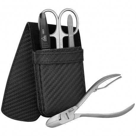 ERBE Manikure Set Taschen-Etui Serie quot;Carbonquot;, schwarz, 4-tlg.  Карманный чехол для маникюрного набора серии "Карбон", черный, 4 предм.