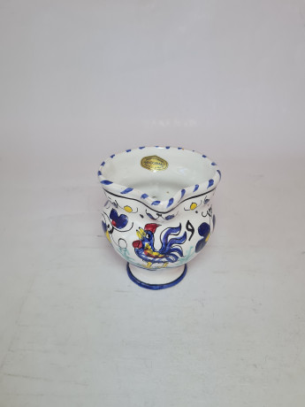 Ваза/кувшин винтажная с ручкой Dipunto A Mano, яркий "Петух" в сине-красно-желтых ярких цветах, ручная работа, 9,5 x 11,5 см, Италия, 1960-70гг.