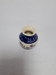 Ваза винтажная Bunzlauer в синих тонах, ручная работа, фарфор, малая, 9 см, Германия, 1960-70гг.