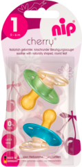 Nip Соска (успокаивающая) Cherry Boy rund Latex 0-6 Месяц	ы blau/grün, 2 шт