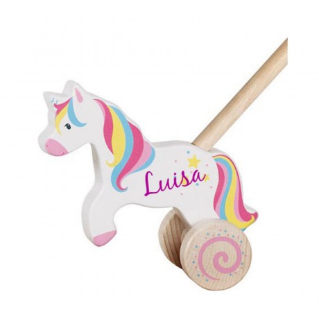 goki Schiebetier Einhorn mit Name personalisiert Нажмите животное единорог