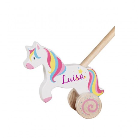 goki Schiebetier Einhorn mit Name personalisiert Нажмите животное единорог
