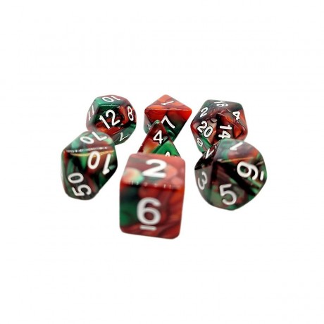 dice4friends 7-tlg. RPG Wurfelset: Racing Green\/Red 7 шт. Набор игральных костей RPG: Racing Green/Red