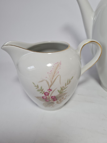 Zeh Scherzer Bavaria Фарфоровый набор для чая "Розовые цветы": Чайник, сахарница, молочник, Германия, 1960-70гг.