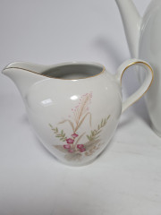 Zeh Scherzer Bavaria Фарфоровый набор для чая "Розовые цветы": Чайник, сахарница, молочник, Германия, 1960-70гг.